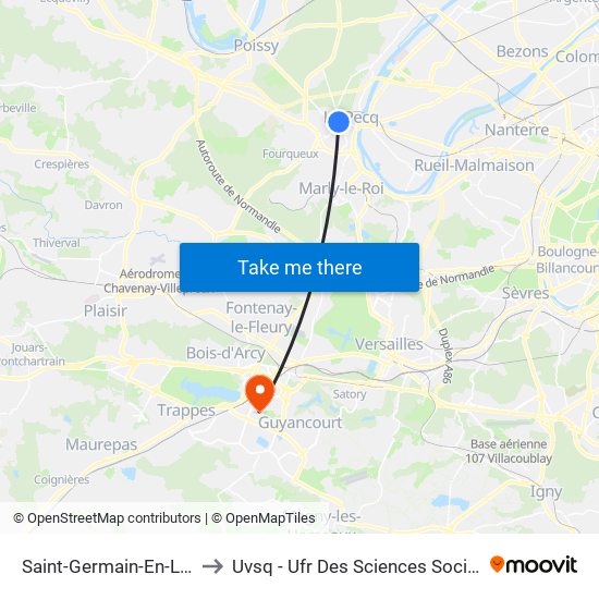 Saint-Germain-En-Laye to Uvsq - Ufr Des Sciences Sociales map