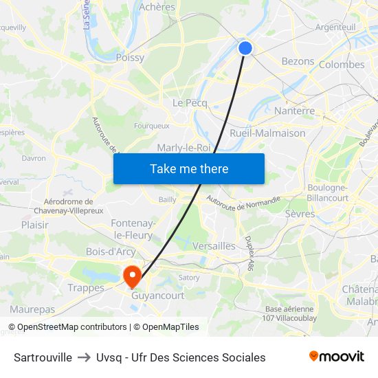 Sartrouville to Uvsq - Ufr Des Sciences Sociales map
