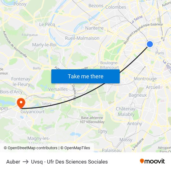 Auber to Uvsq - Ufr Des Sciences Sociales map
