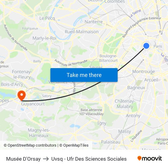 Musée D'Orsay to Uvsq - Ufr Des Sciences Sociales map