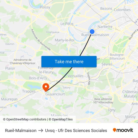 Rueil-Malmaison to Uvsq - Ufr Des Sciences Sociales map