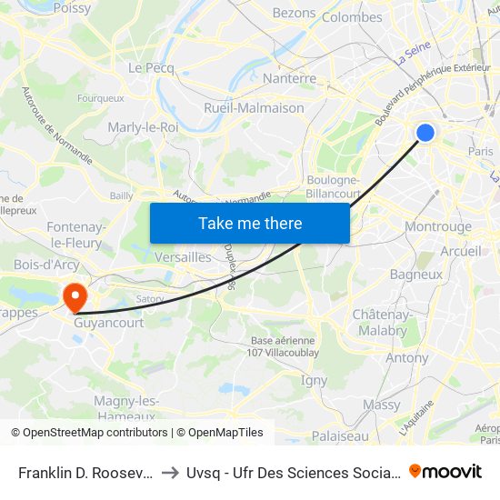 Franklin D. Roosevelt to Uvsq - Ufr Des Sciences Sociales map