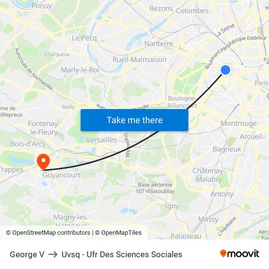 George V to Uvsq - Ufr Des Sciences Sociales map