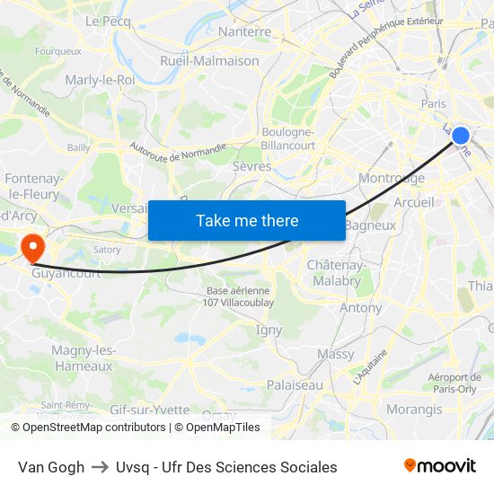 Van Gogh to Uvsq - Ufr Des Sciences Sociales map