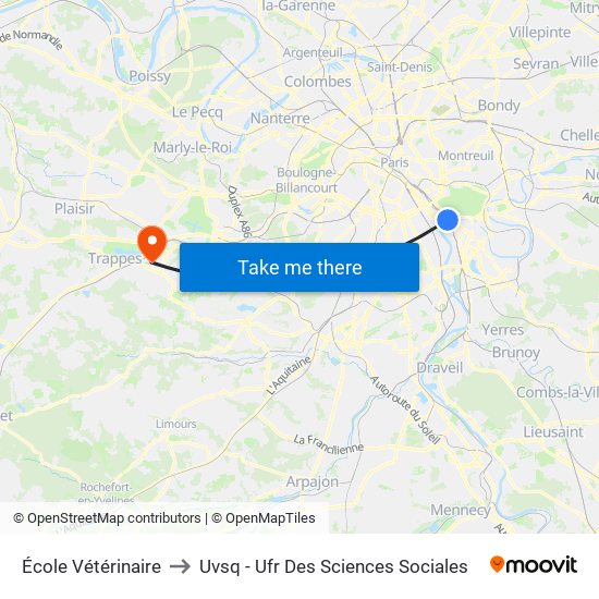 École Vétérinaire to Uvsq - Ufr Des Sciences Sociales map