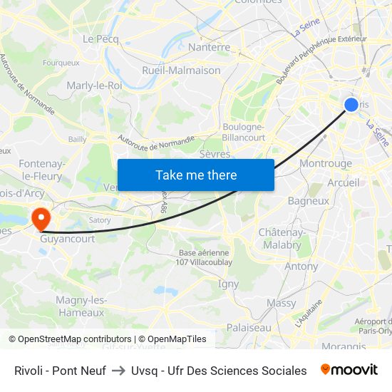 Rivoli - Pont Neuf to Uvsq - Ufr Des Sciences Sociales map