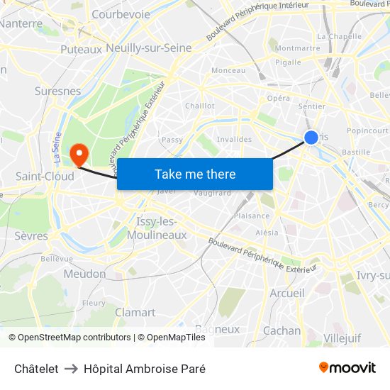 Châtelet to Hôpital Ambroise Paré map