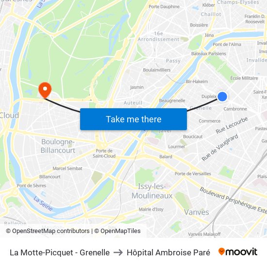 La Motte-Picquet - Grenelle to Hôpital Ambroise Paré map