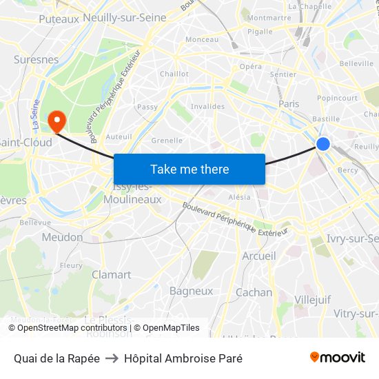 Quai de la Rapée to Hôpital Ambroise Paré map