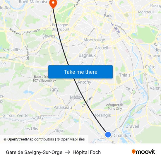 Gare de Savigny-Sur-Orge to Hôpital Foch map