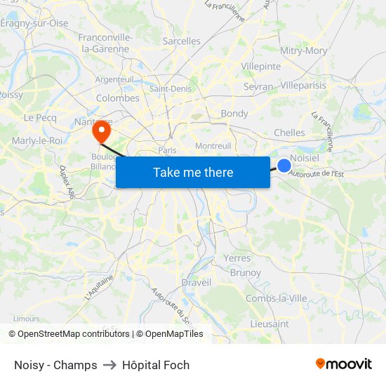 Noisy - Champs to Hôpital Foch map