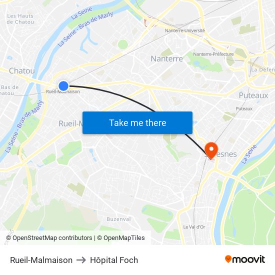 Rueil-Malmaison to Hôpital Foch map