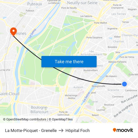 La Motte-Picquet - Grenelle to Hôpital Foch map