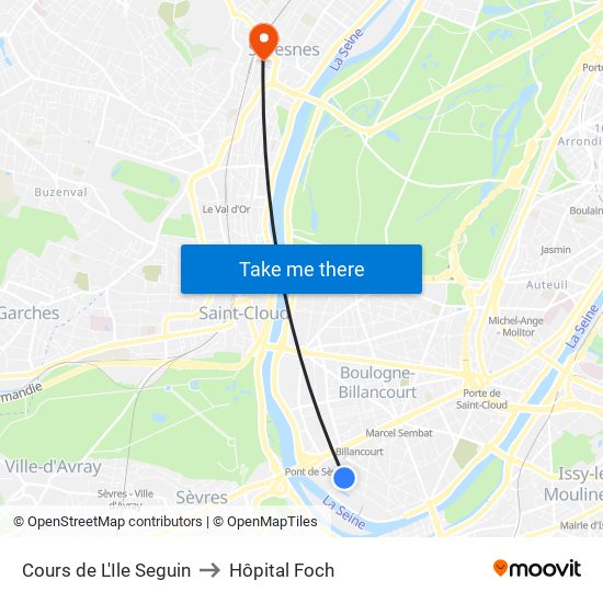 Cours de L'Ile Seguin to Hôpital Foch map