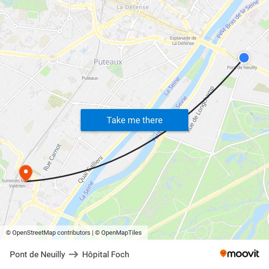 Pont de Neuilly to Hôpital Foch map