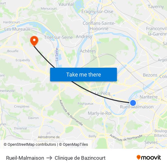 Rueil-Malmaison to Clinique de Bazincourt map