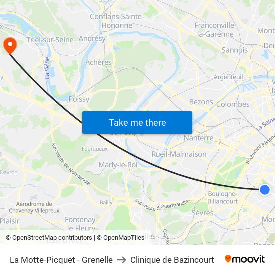 La Motte-Picquet - Grenelle to Clinique de Bazincourt map