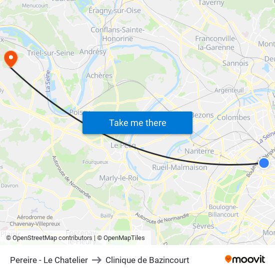 Pereire - Le Chatelier to Clinique de Bazincourt map
