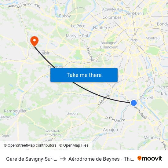 Gare de Savigny-Sur-Orge to Aérodrome de Beynes - Thiverval map