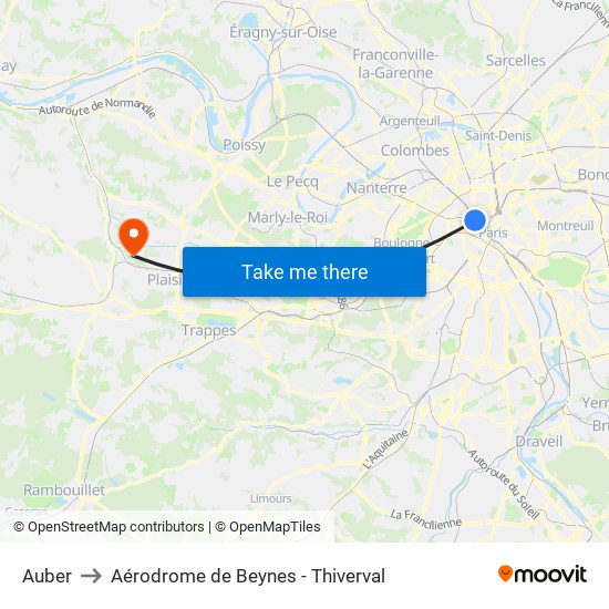 Auber to Aérodrome de Beynes - Thiverval map