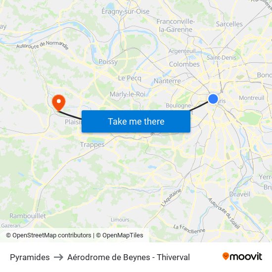 Pyramides to Aérodrome de Beynes - Thiverval map