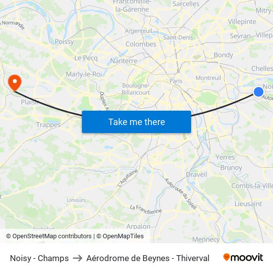 Noisy - Champs to Aérodrome de Beynes - Thiverval map