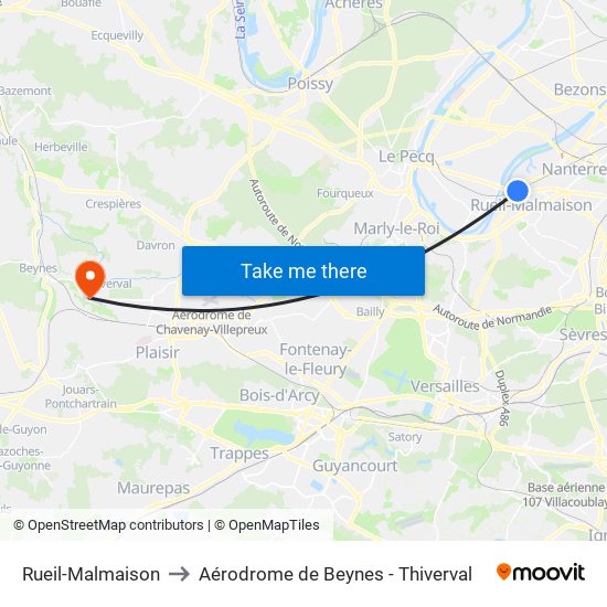 Rueil-Malmaison to Aérodrome de Beynes - Thiverval map