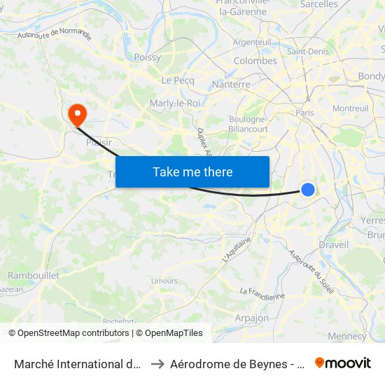 Marché International de Rungis to Aérodrome de Beynes - Thiverval map