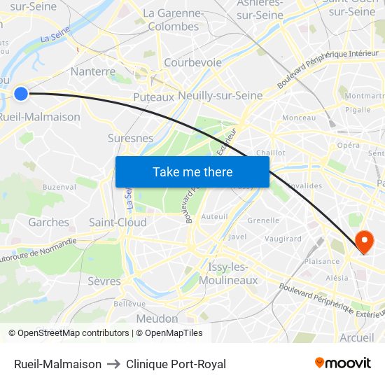 Rueil-Malmaison to Clinique Port-Royal map