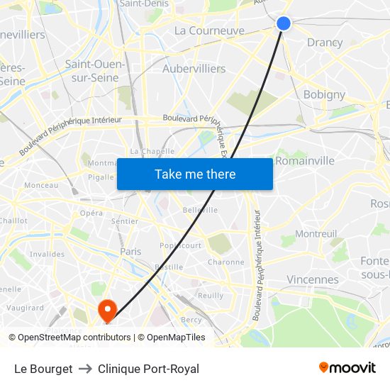Le Bourget to Clinique Port-Royal map