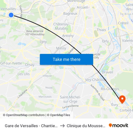 Gare de Versailles - Chantiers to Clinique du Mousseau map