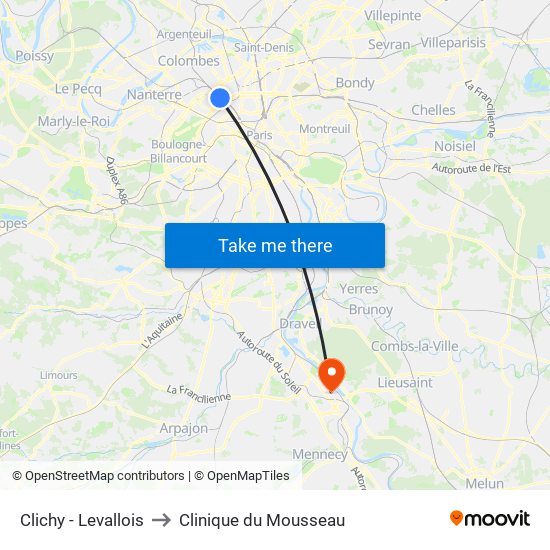 Clichy - Levallois to Clinique du Mousseau map