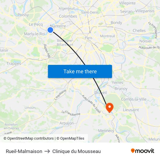 Rueil-Malmaison to Clinique du Mousseau map