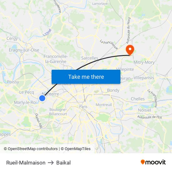 Rueil-Malmaison to Baikal map