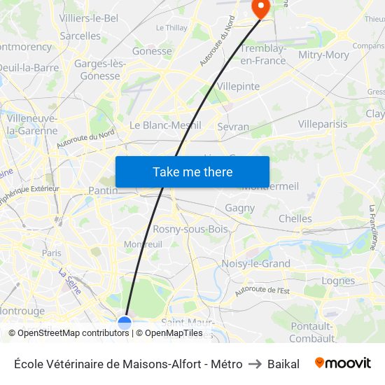 École Vétérinaire de Maisons-Alfort - Métro to Baikal map