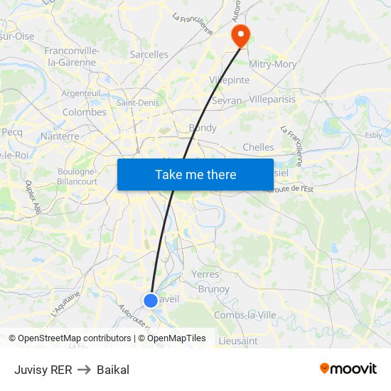 Juvisy RER to Baikal map