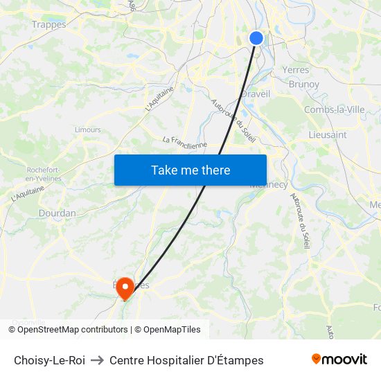 Choisy-Le-Roi to Centre Hospitalier D'Étampes map