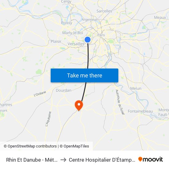 Rhin Et Danube - Métro to Centre Hospitalier D'Étampes map