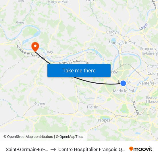 Saint-Germain-En-Laye to Centre Hospitalier François Quesnay map