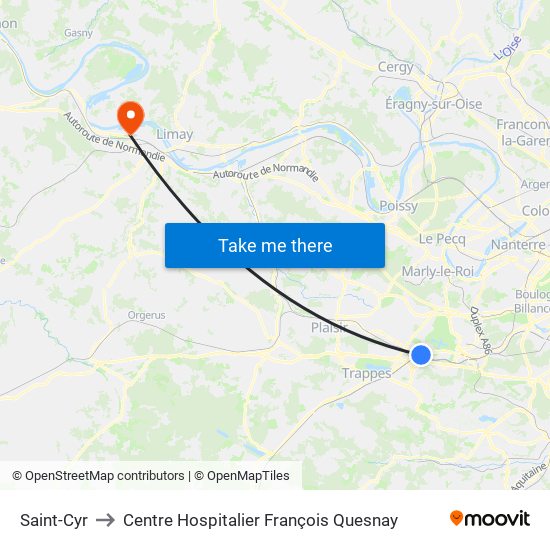 Saint-Cyr to Centre Hospitalier François Quesnay map