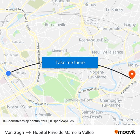 Van Gogh to Hôpital Privé de Marne la Vallée map