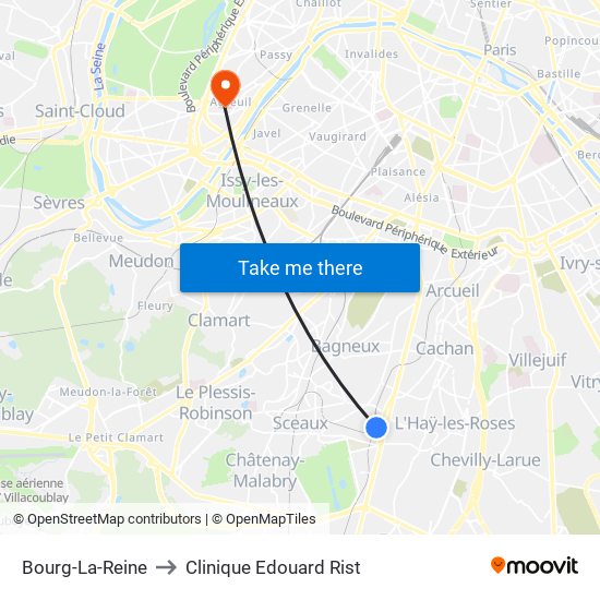 Bourg-La-Reine to Clinique Edouard Rist map