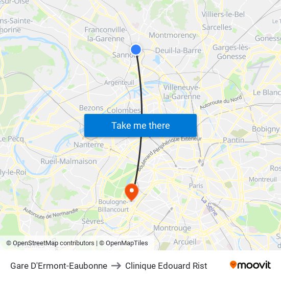 Gare D'Ermont-Eaubonne to Clinique Edouard Rist map