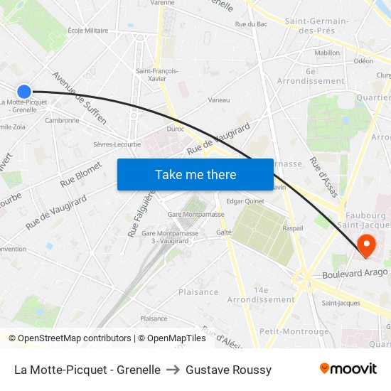 La Motte-Picquet - Grenelle to Gustave Roussy map