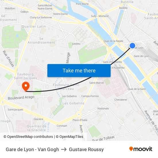 Gare de Lyon - Van Gogh to Gustave Roussy map