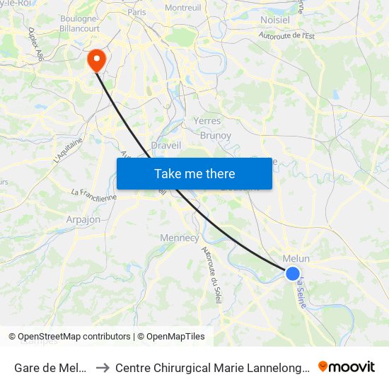 Gare de Melun to Centre Chirurgical Marie Lannelongue map
