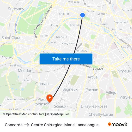 Concorde to Centre Chirurgical Marie Lannelongue map