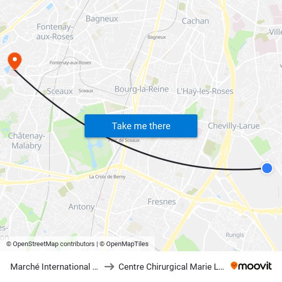 Marché International de Rungis to Centre Chirurgical Marie Lannelongue map