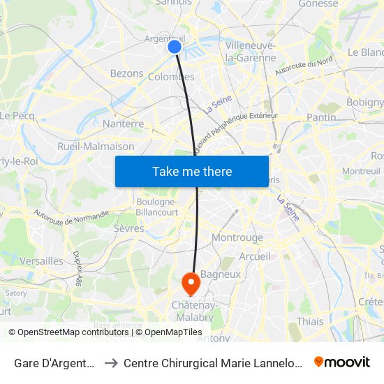 Gare D'Argenteuil to Centre Chirurgical Marie Lannelongue map