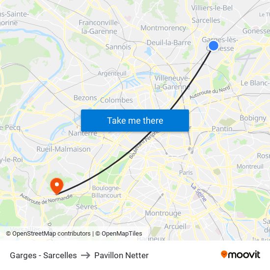 Garges - Sarcelles to Pavillon Netter map